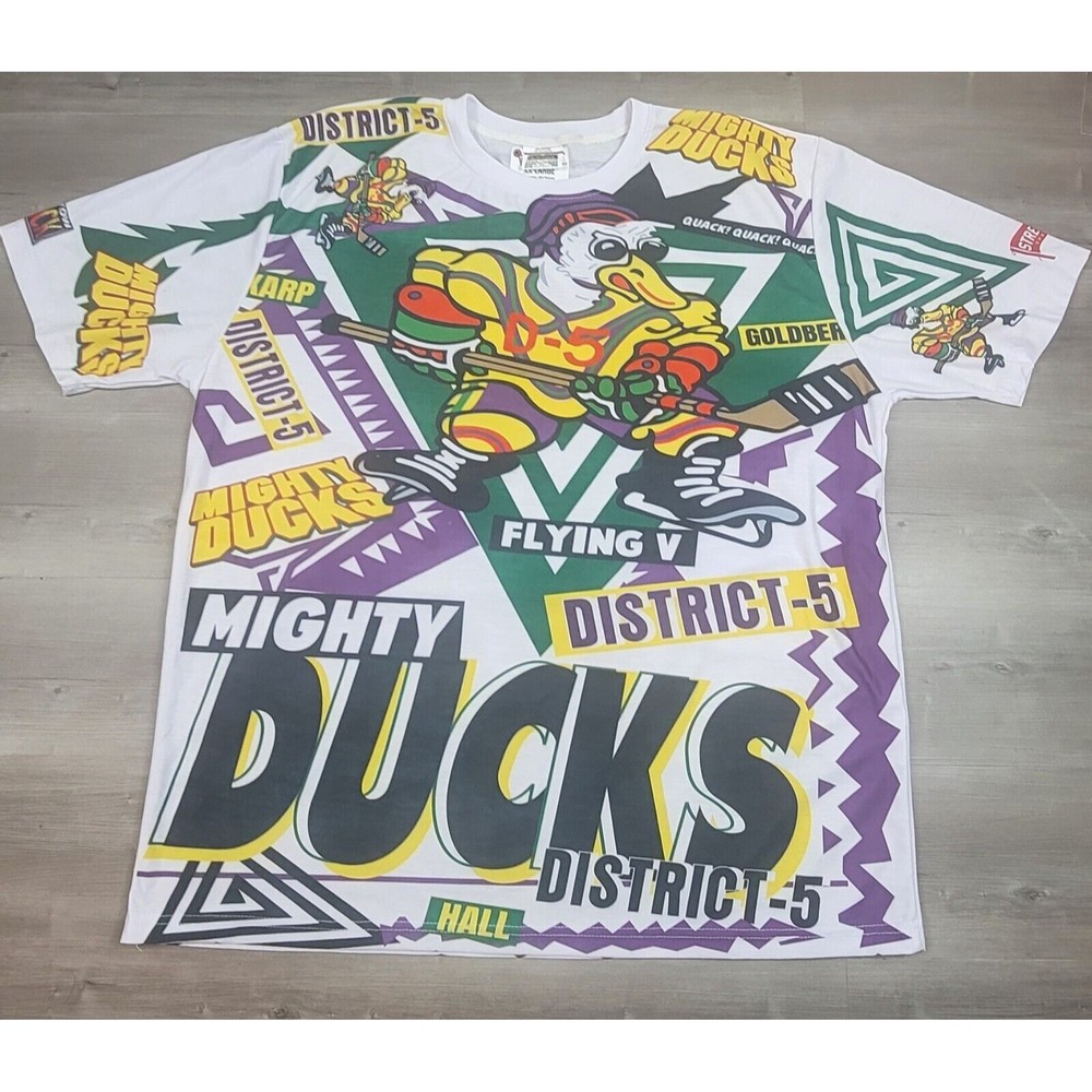 Mighty Ducks Tshirt All Over Print Throwback Hockey Disney Movie 2XL